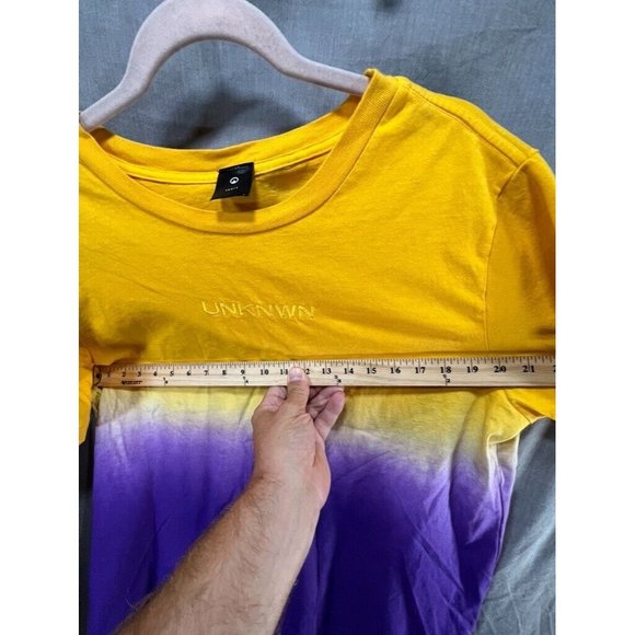 UNKNWN‎ Sport Shirt Adult Large Yellow Purple  Short Sleeve Pullover Tee Mens - Picture 7 of 9